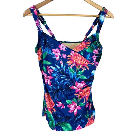 Miraclesuit x Talbots Sanibel Tankini Tropical Floral Women's Size 10 NWOT - Picture 1 of 7
